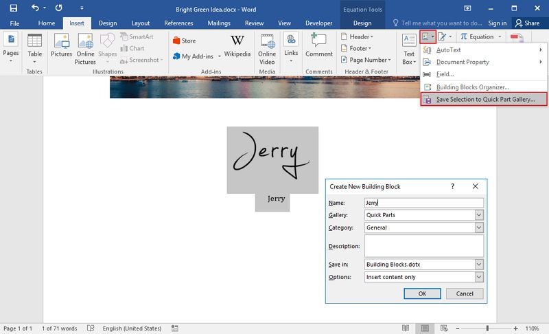 how to insert a signature in word using a stylus